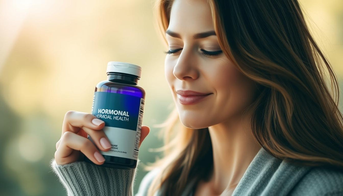 Woman looking peaceful after taking women's hormonal health supplement