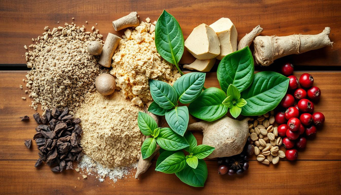 Various adaptogen herbs and roots for hormone balance