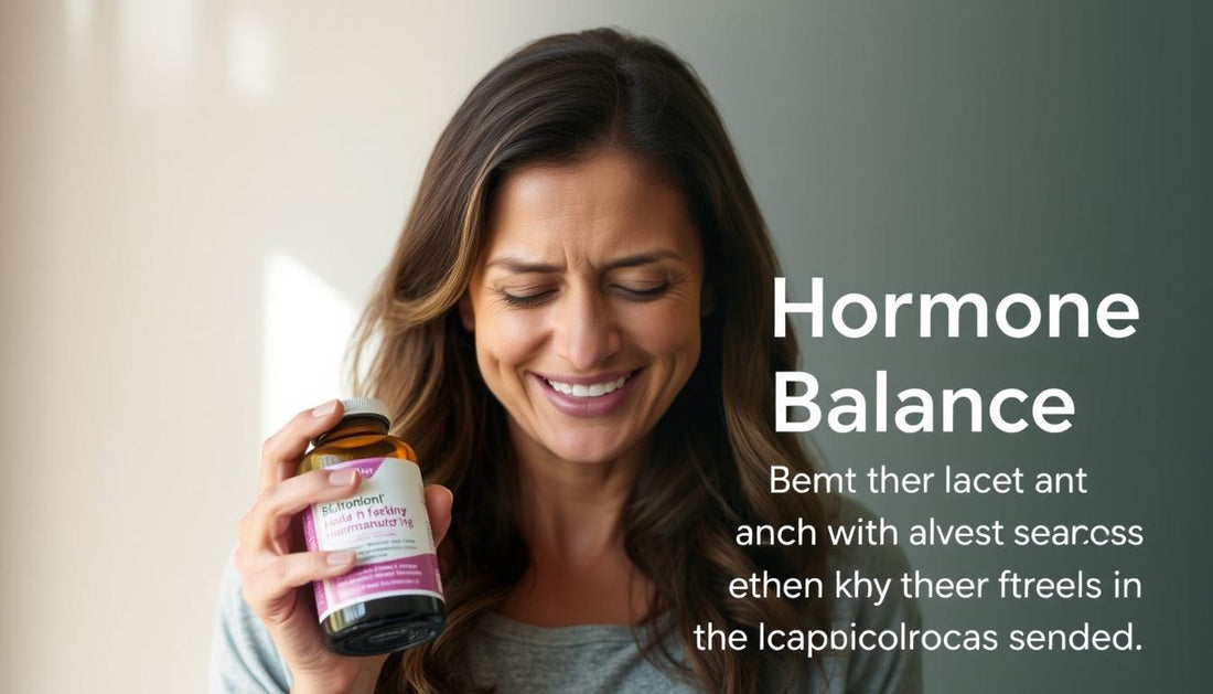 Woman experiencing relief from hormone imbalance symptoms after taking women hormone balance supplement