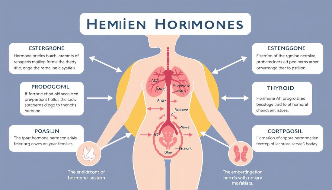 Diagram showing the main female hormones and their functions in the body