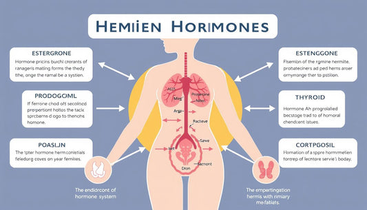 Diagram showing the main female hormones and their functions in the body