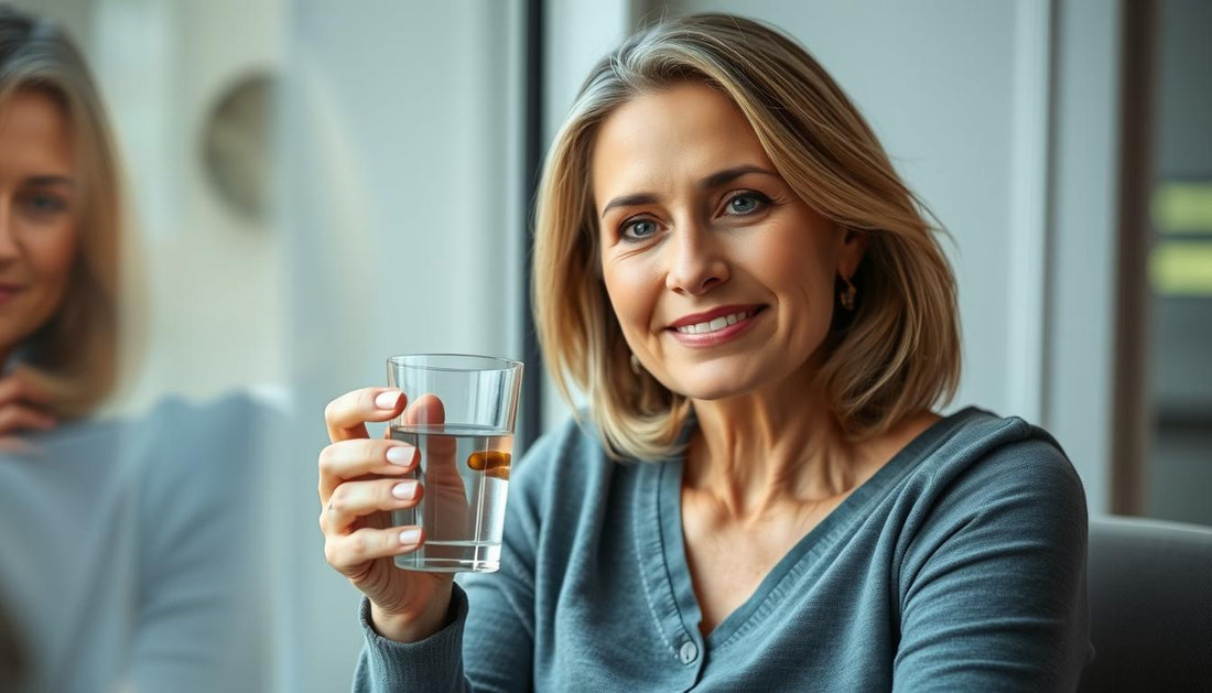 Woman looking refreshed and balanced after taking women hormone support capsules