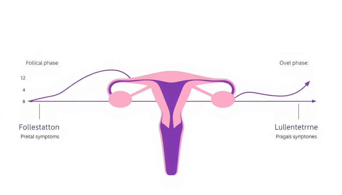 Diagram showing hormonal fluctuations during menstrual cycle related to PMS symptoms